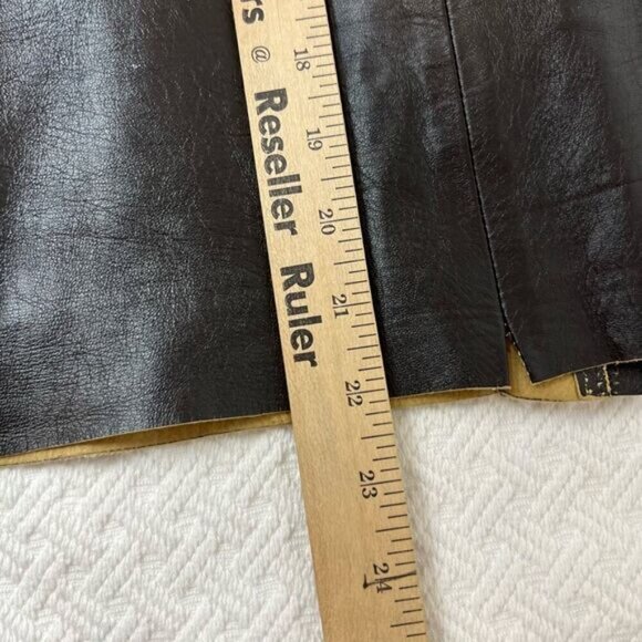 Vintage Marisa Minicucci Women’s Small Dark Chocolate Brown Leather Skirt Italy - Picture 8 of 15